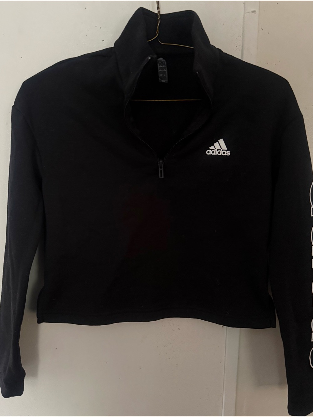 adidas Black Half‑Zip Cropped Turtleneck Sweater